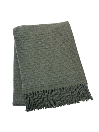 Basket Weave Textured Throw with Fringes
