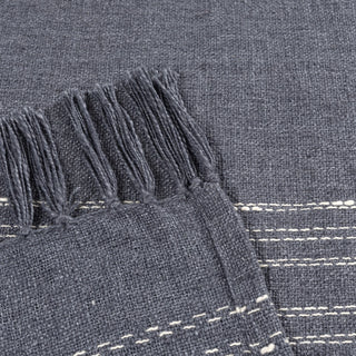 Farmhouse Blue/Ivory Plaid Cotton Blend Throw Blanket
