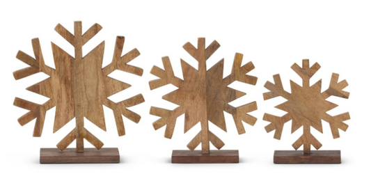 Dark Brown Mango Wood Snowflake Cutouts - Medium