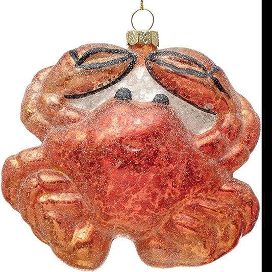 4" Glass Crab Ornament