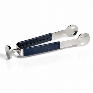 Laguna Nickel and Leather Ice Tong
