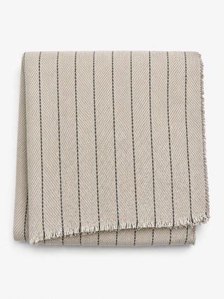 Cotton Blend Pinstripe Throw with Eyelash Fringes
