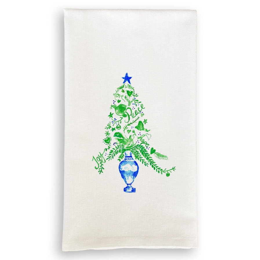 Blue and Green Peace Tree Dishtowel
