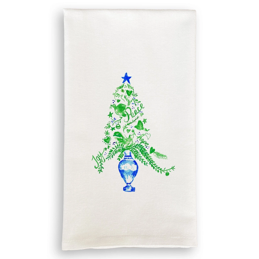 Blue and Green Peace Tree Dishtowel