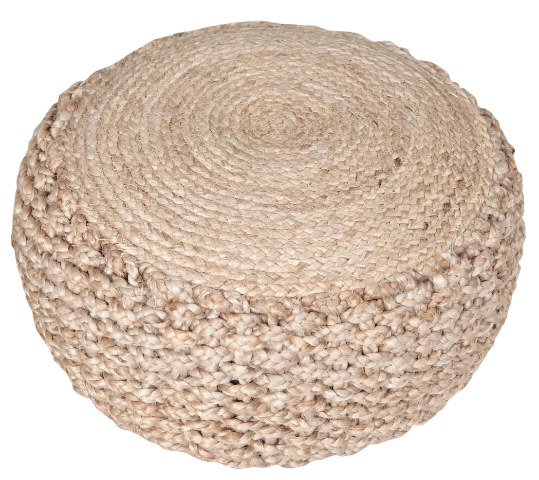 Natural Braided Jute Pouf Tan
