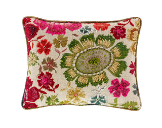 Peruvian Floral Embroidered Decorative Pillow
