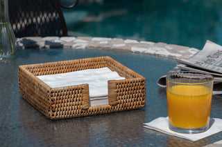 Rattan Napkin Holder with Cutout
