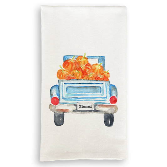 Truck with Pumpkins No Words Dish Towel