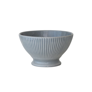 Stoneware Fluted Serving Bowl, Reactive Glaze
