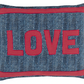 Love Resist Applique Indigo Decorative Pillow