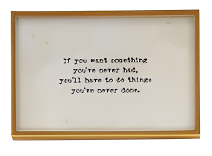 Metal & Glass Frame w/ Easel & Saying, Gold Finish III