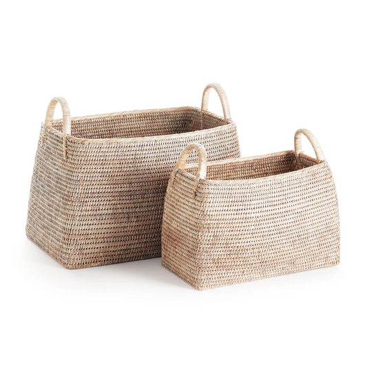 BURMA RATTAN NARROW MAGAZINE BASKET Large