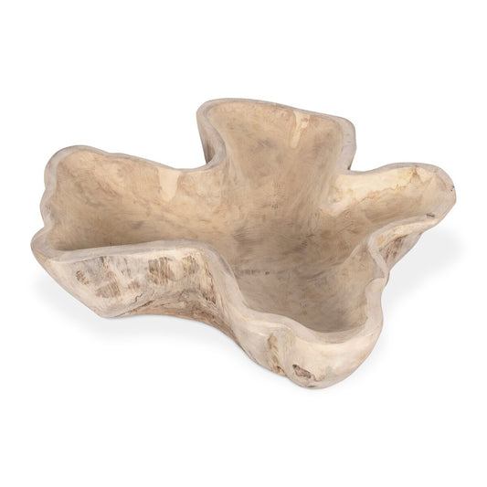 Organic Teak Wood Carved Bowl, 24"W, Natural