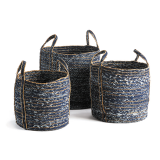 Denim Round Baskets   Set of 3
