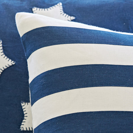 Rugby Indigo and Cream Stripe Pillow 21x21