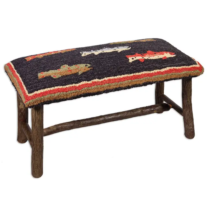 River Fish Hickory Bench - Online Only