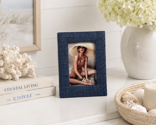 Natural Fiber Raffia Photo Frame   Navy Blue   4x6
