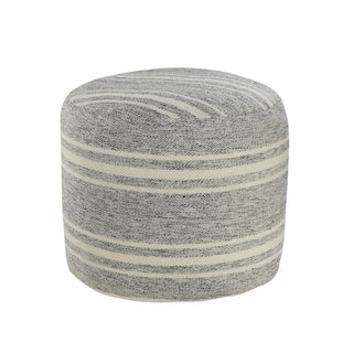 Farmhouse Triple Stripe Indoor Outdoor Pouf Gray/White
