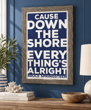 Cuz Down the Shore Navy 24x36 Distressed Grey Frame
