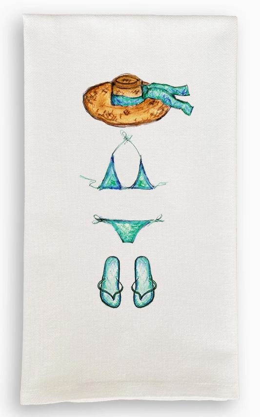 Blue Beach Attire Dishtowel