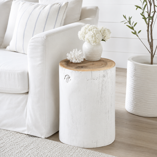 Cecile Teak Accent Table   White
