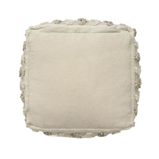 Transitional Striped Indoor Pouf   Taupe/Ivory
