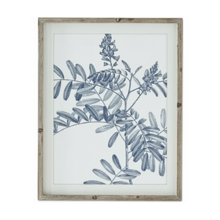 27.75 Inch Wood Framed Blue & White Botanical Print III
