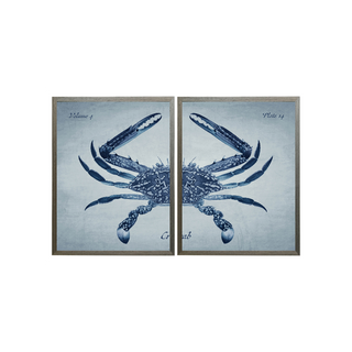 Navy Diptych Crab on a Light Blue Background
