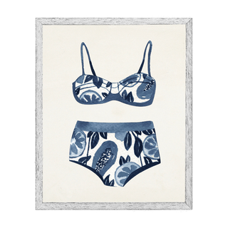 Watercolor Navy and White Bikini
