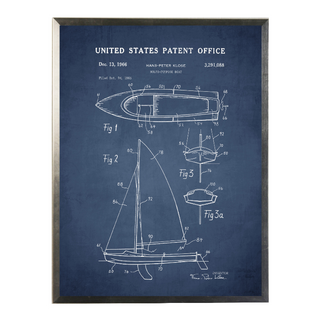 Sailboat Patent on Navy Background
