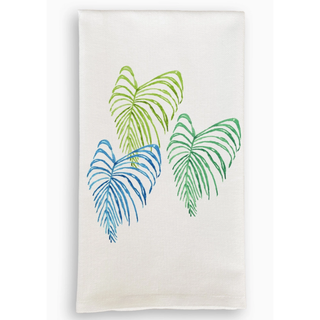 Blue and Green Palm Fronds Dishtowel
