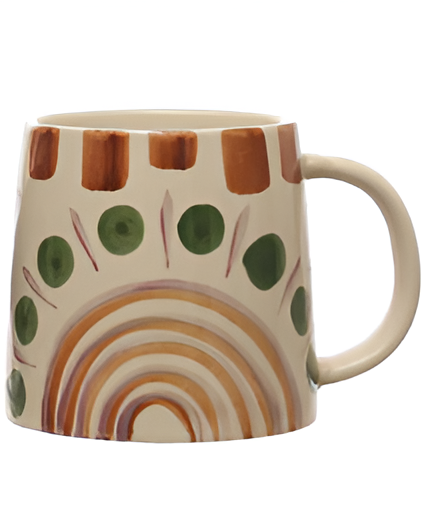 16 oz. Hand-Painted Stoneware Mug w/ Design III