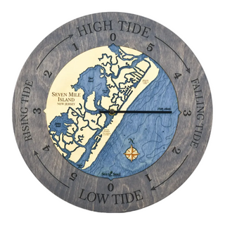 16" Seven Mile Island Tide Clock   Blue Green/Driftwood Gray
