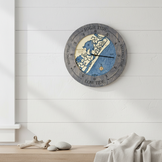 16" Seven Mile Island Tide Clock   Blue Green/Driftwood Gray
