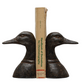 Cast Iron Duck Head Bookends, Distressed Black