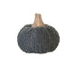 Cotton Blend Bouclé/Velvet Pumpkin w/ Wood Stem - Small - Grey