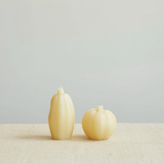 Unscented Squash Shaped Candle, Cream Color