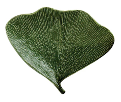 Debossed Stoneware Gingko Leaf Shaped Plate
