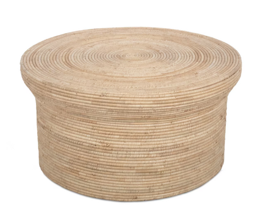 Naya Round Flared Top Coffee Table, Wrapped Raffia, 32"W, Natural
