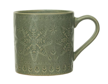 16 oz. Debossed Stoneware Mug - Snowflake