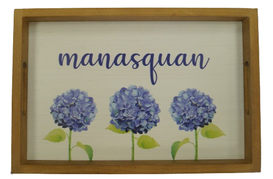Personalized Hydrangea Wooden Serving Tray - MANASQUAN