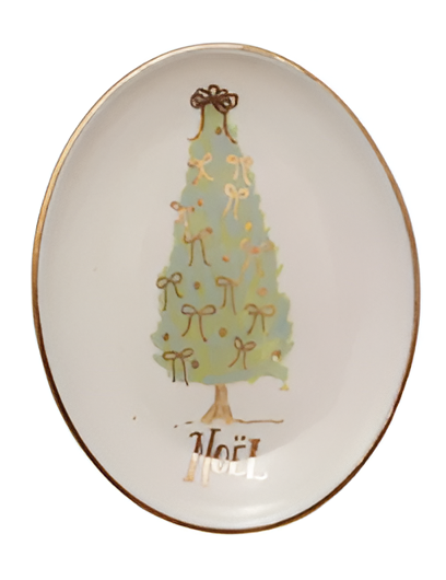 Oval Stoneware Dish with Christmas Tree, Word III