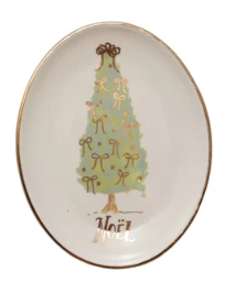 Oval Stoneware Dish with Christmas Tree, Word III
