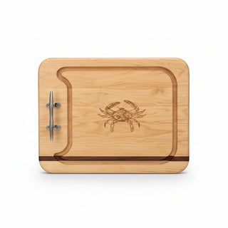Blue Crab Steak Board with Nautical Cleat Handles
