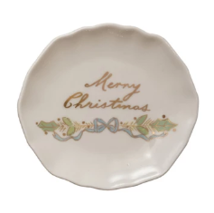 Stoneware Scalloped Plate with Gold Electroplating IV