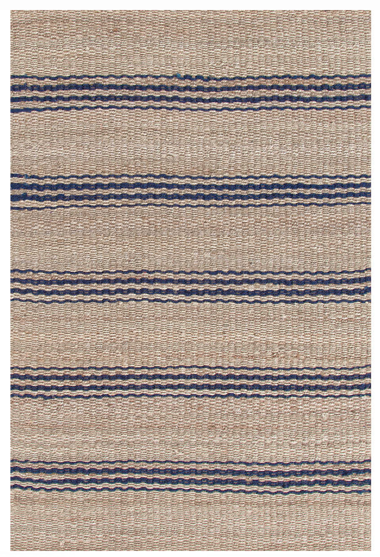 Jute Ticking Indigo Woven Rug 2x3