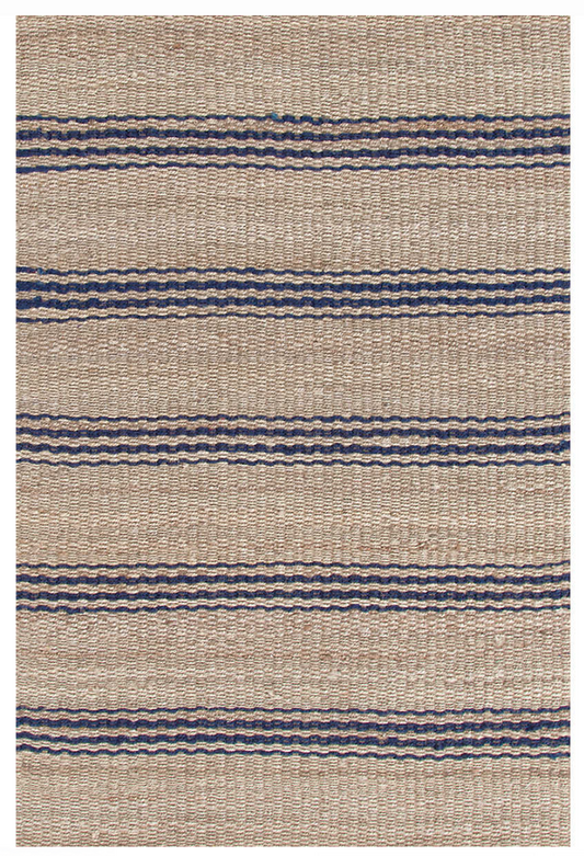 Jute Ticking Indigo Woven Rug 2x3