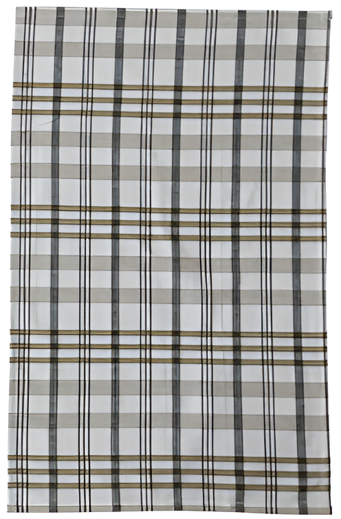 Stonewashed Cotton Tea Towel w/ Grid/Plaid Pattern, White & Green II