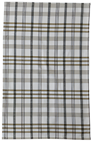 Stonewashed Cotton Tea Towel w/ Grid/Plaid Pattern, White & Green II
