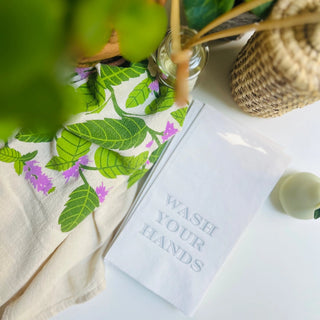 Wash Your Hands Guest Towel   Grey Font   Pack of 20
